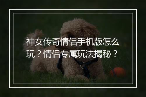 神女传奇情侣手机版怎么玩？情侣专属玩法揭秘？