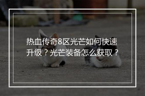 热血传奇8区光芒如何快速升级？光芒装备怎么获取？