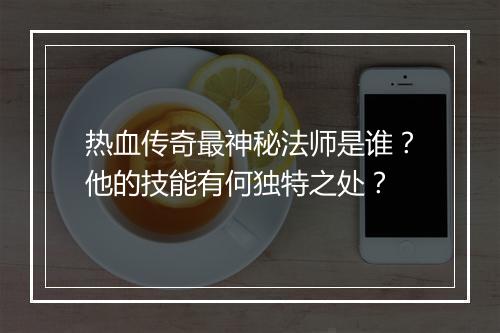 热血传奇最神秘法师是谁？他的技能有何独特之处？