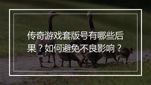 传奇游戏套版号有哪些后果？如何避免不良影响？
