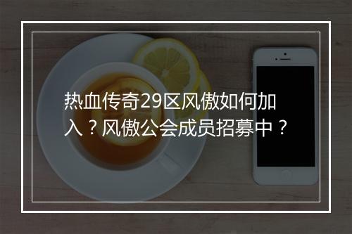 热血传奇29区风傲如何加入？风傲公会成员招募中？