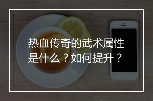 热血传奇的武术属性是什么？如何提升？