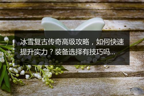 冰雪复古传奇高级攻略，如何快速提升实力？装备选择有技巧吗？