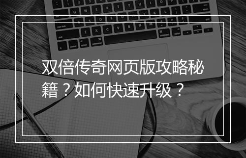 双倍传奇网页版攻略秘籍？如何快速升级？