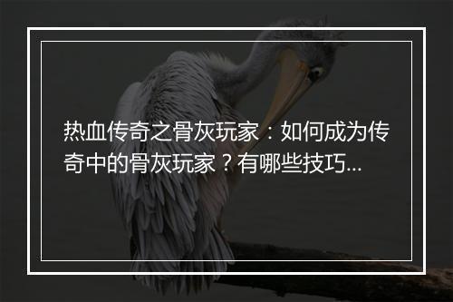 热血传奇之骨灰玩家：如何成为传奇中的骨灰玩家？有哪些技巧？