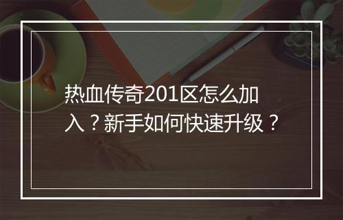 热血传奇201区怎么加入？新手如何快速升级？