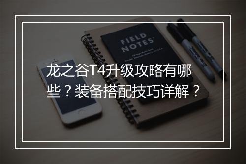 龙之谷T4升级攻略有哪些？装备搭配技巧详解？
