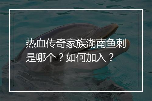 热血传奇家族湖南鱼刺是哪个？如何加入？