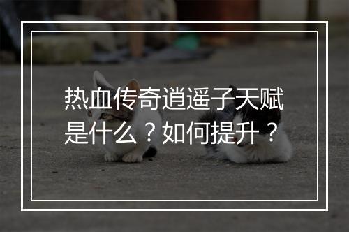 热血传奇逍遥子天赋是什么？如何提升？