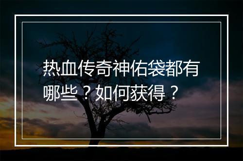 热血传奇神佑袋都有哪些？如何获得？