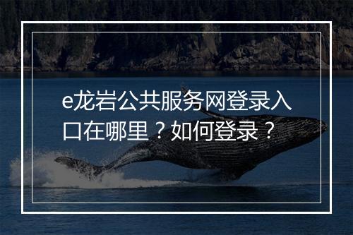 e龙岩公共服务网登录入口在哪里？如何登录？