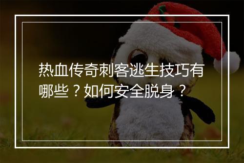 热血传奇刺客逃生技巧有哪些？如何安全脱身？