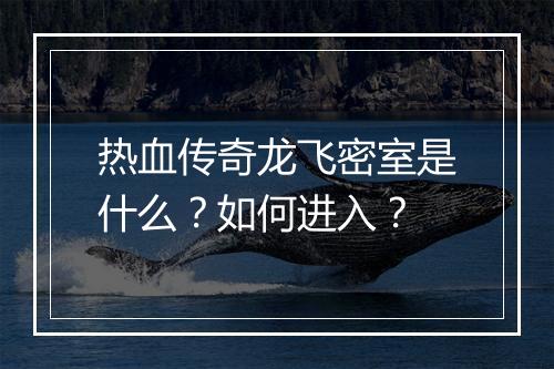 热血传奇龙飞密室是什么？如何进入？