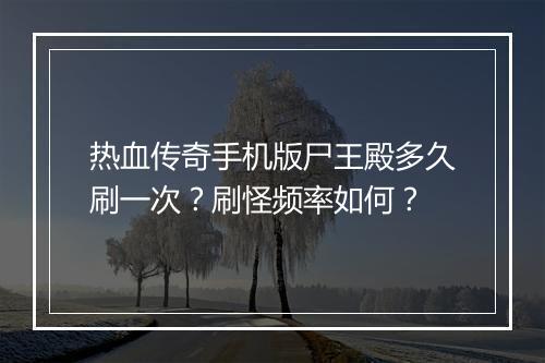 热血传奇手机版尸王殿多久刷一次？刷怪频率如何？