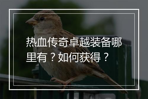 热血传奇卓越装备哪里有？如何获得？