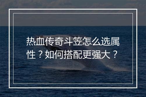 热血传奇斗笠怎么选属性？如何搭配更强大？