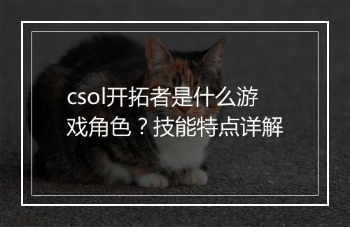 csol开拓者是什么游戏角色？技能特点详解