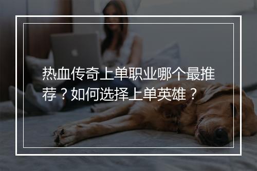 热血传奇上单职业哪个最推荐？如何选择上单英雄？