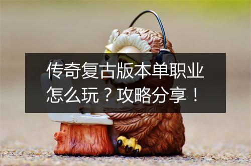 传奇复古版本单职业怎么玩？攻略分享！