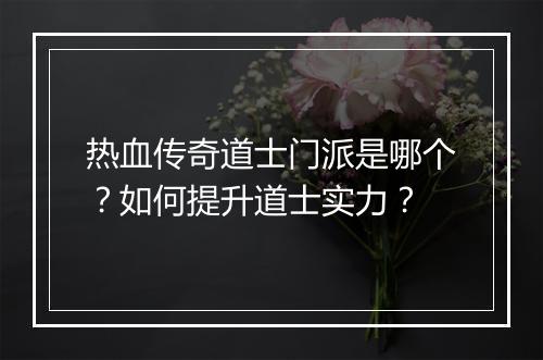 热血传奇道士门派是哪个？如何提升道士实力？