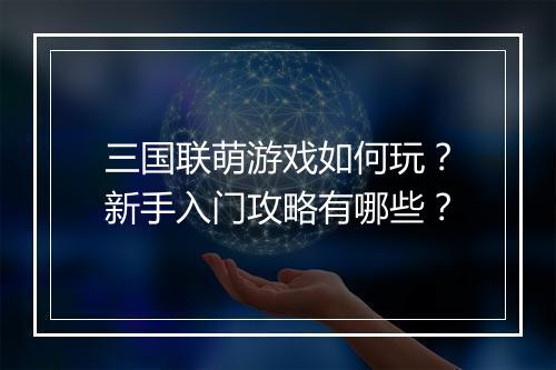 三国联萌游戏如何玩？新手入门攻略有哪些？