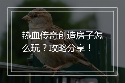 热血传奇创造房子怎么玩？攻略分享！