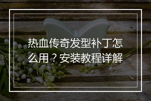 热血传奇发型补丁怎么用？安装教程详解