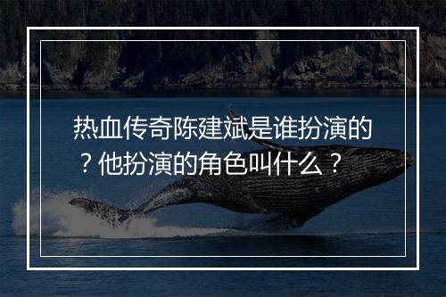 热血传奇陈建斌是谁扮演的？他扮演的角色叫什么？