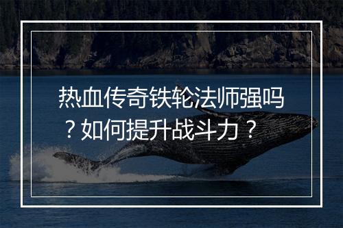 热血传奇铁轮法师强吗？如何提升战斗力？