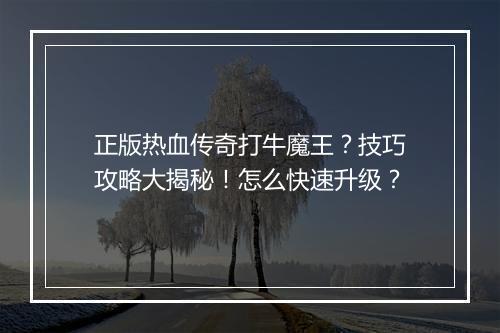 正版热血传奇打牛魔王？技巧攻略大揭秘！怎么快速升级？