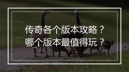 传奇各个版本攻略？哪个版本最值得玩？