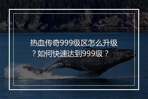 热血传奇999级区怎么升级？如何快速达到999级？