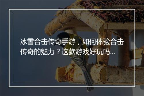 冰雪合击传奇手游，如何体验合击传奇的魅力？这款游戏好玩吗？