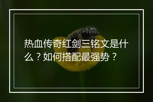热血传奇红剑三铭文是什么？如何搭配最强势？