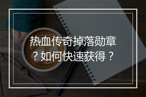 热血传奇掉落勋章？如何快速获得？