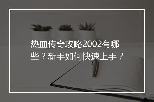 热血传奇攻略2002有哪些？新手如何快速上手？