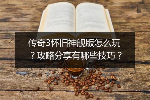 传奇3怀旧神舰版怎么玩？攻略分享有哪些技巧？