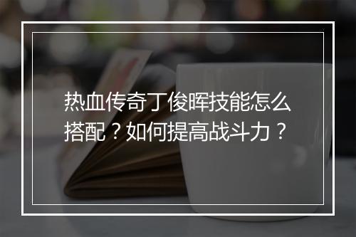 热血传奇丁俊晖技能怎么搭配？如何提高战斗力？