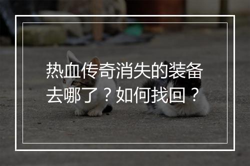 热血传奇消失的装备去哪了？如何找回？