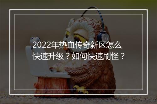 2022年热血传奇新区怎么快速升级？如何快速刷怪？