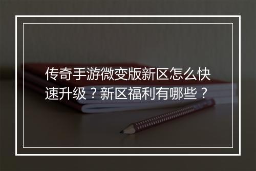 传奇手游微变版新区怎么快速升级？新区福利有哪些？