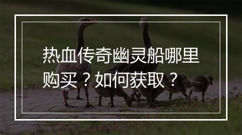 热血传奇幽灵船哪里购买？如何获取？