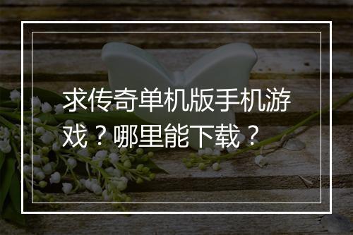 求传奇单机版手机游戏？哪里能下载？