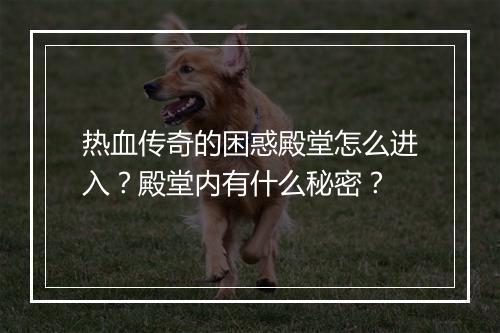 热血传奇的困惑殿堂怎么进入？殿堂内有什么秘密？