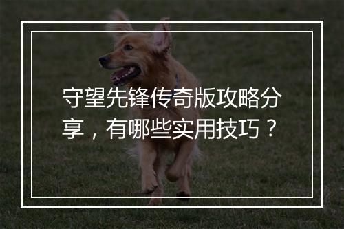 守望先锋传奇版攻略分享，有哪些实用技巧？
