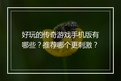 好玩的传奇游戏手机版有哪些？推荐哪个更刺激？