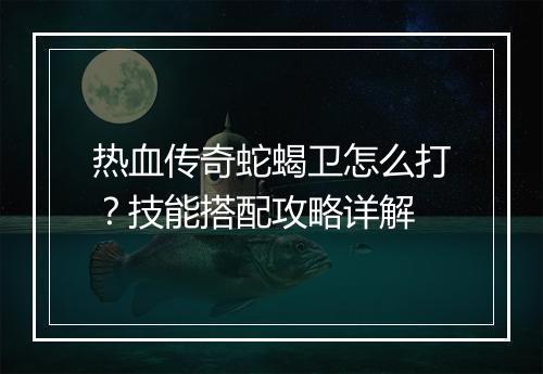 热血传奇蛇蝎卫怎么打？技能搭配攻略详解