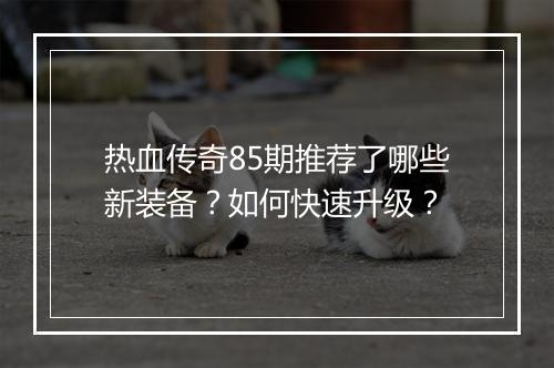 热血传奇85期推荐了哪些新装备？如何快速升级？