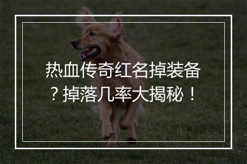 热血传奇红名掉装备？掉落几率大揭秘！