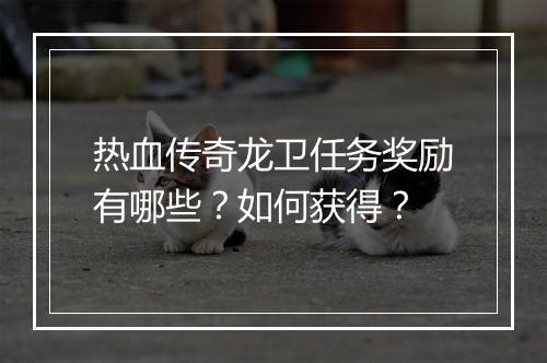 热血传奇龙卫任务奖励有哪些？如何获得？